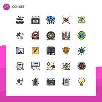 conjunto de 25 iconos de interfaz de usuario modernos signos de símbolos para lente de alerta apertura de copia de seguridad en la nube almacenamiento en línea elementos de diseño vectorial editables vector