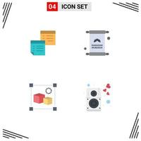 Universal Icon Symbols Group of 4 Modern Flat Icons of sticky iftar notes paper mubarak Editable Vector Design Elements