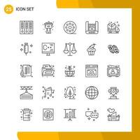 25 Icon Set Line Style Icon Pack Outline Symbols isolated on White Backgound for Responsive Website Designing vector