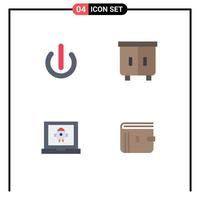 Pack of 4 Modern Flat Icons Signs and Symbols for Web Print Media such as button laptop power furniture rocket Editable Vector Design Elements