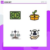 Pack of 4 creative Filledline Flat Colors of business balance money energy justice Editable Vector Design Elements