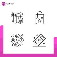 Outline Icon set Pack of 4 Line Icons isolated on White Background for responsive Website Design Print and Mobile Applications vector