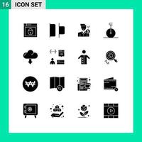 Modern Set of 16 Solid Glyphs and symbols such as cloud monocycle fee circus salary Editable Vector Design Elements