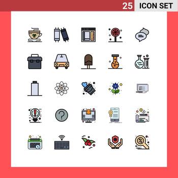 Modern Set of 25 Filled line Flat Colors and symbols such as texting chatting coding holiday candy Editable Vector Design Elements