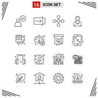 16 Icons Line Style Grid Based Creative Outline Symbols for Website Design Simple Line Icon Signs Isolated on White Background 16 Icon Set vector