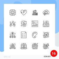 Set of 16 Modern UI Icons Symbols Signs for computing storage building search real estate Editable Vector Design Elements