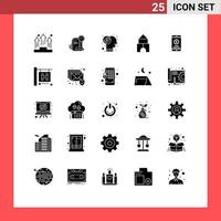 conjunto moderno de 25 pictogramas de glifos sólidos de elementos de diseño de vectores editables de inversión de constructor de negocios de juguetes de dinero móvil