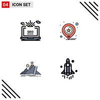 4 Creative Icons Modern Signs and Symbols of seo success configuration maps development Editable Vector Design Elements