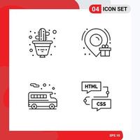 4 User Interface Line Pack of modern Signs and Symbols of cactus transportation plant location develop Editable Vector Design Elements