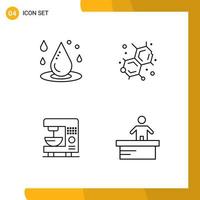 Pictogram Set of 4 Simple Filledline Flat Colors of drop electric spa education machine Editable Vector Design Elements