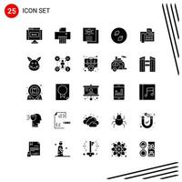 colección de 25 iconos vectoriales en estilo sólido símbolos de glifo perfecto de píxeles para web y signos de iconos sólidos móviles sobre fondo blanco 25 iconos vector
