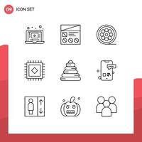 9 iconos creativos signos y símbolos modernos de alfombra de usabilidad de bebé de juguete elementos de diseño de vector editable web