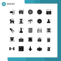 Editable Vector Line Pack of 25 Simple Solid Glyphs of halloween map image location play Editable Vector Design Elements