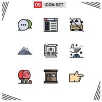 Set of 9 Modern UI Icons Symbols Signs for ads nature disabled hill mountain Editable Vector Design Elements