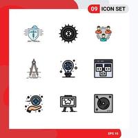 Modern Set of 9 Filledline Flat Colors and symbols such as product design team structure people Editable Vector Design Elements