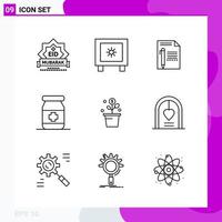 Line Icon set Pack of 9 Outline Icons isolated on White Background for Web Print and Mobile vector