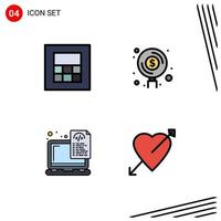 4 Filledline Flat Color concept for Websites Mobile and Apps calculator files find money coding Editable Vector Design Elements