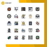 Universal Icon Symbols Group of 25 Modern Filled line Flat Colors of screen traveling wardrobe taxi develop Editable Vector Design Elements