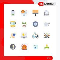 16 Universal Flat Color Signs Symbols of automobile list art computer coder Editable Pack of Creative Vector Design Elements