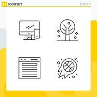 Collection of 4 Universal Line Icons Icon Set for Web and Mobile vector