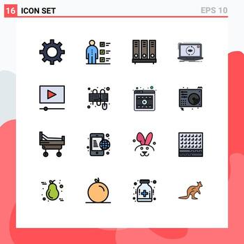 conjunto de 16 iconos de interfaz de usuario modernos signos de símbolos para aplicación de software documento de aplicación profesional elementos de diseño de vectores creativos editables
