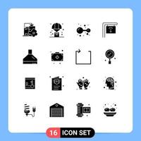 Pictogram Set of 16 Simple Solid Glyphs of fan sign shopping internet lab Editable Vector Design Elements