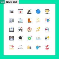 Pack of 25 Modern Flat Colors Signs and Symbols for Web Print Media such as award education home internet world Editable Vector Design Elements