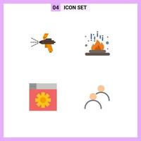 Group of 4 Modern Flat Icons Set for spray web construction heat setting Editable Vector Design Elements