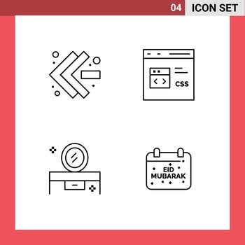 User Interface Pack of 4 Basic Filledline Flat Colors of arrows beauty table code develop lowboy table Editable Vector Design Elements