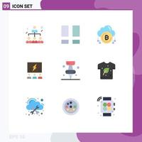 Group of 9 Flat Colors Signs and Symbols for team idea cloud group currency Editable Vector Design Elements