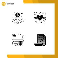 Set of Vector Solid Glyphs on Grid for business file love heart document Editable Vector Design Elements