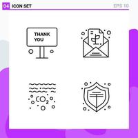 Set of 4 icons in Line style Creative Outline Symbols for Website Design and Mobile Apps Simple Line Icon Sign Isolated on White Background 4 Icons vector