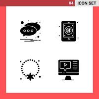 4 Icon Pack Solid Style Glyph Symbols on White Background Simple Signs for general designing vector