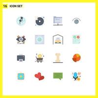 Modern Set of 16 Flat Colors and symbols such as twitter view server eye remote Editable Pack of Creative Vector Design Elements