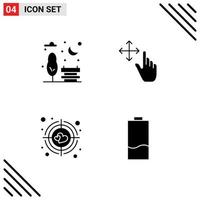 Universal Icon Symbols Group of 4 Modern Solid Glyphs of bench battery finger aim electricity Editable Vector Design Elements