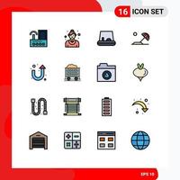 Set of 16 Modern UI Icons Symbols Signs for sign sun service holiday beach Editable Creative Vector Design Elements