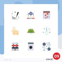 Universal Icon Symbols Group of 9 Modern Flat Colors of camping point calendar hand click Editable Vector Design Elements