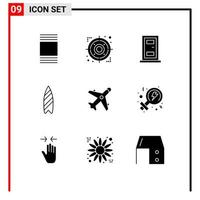 paquete de iconos de vector de stock de 9 signos y símbolos de línea para elementos de diseño de vector editables de tabla de surf de comercio electrónico de puerta de mercado de compras