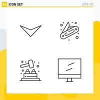 Collection of 4 Universal Line Icons Icon Set for Web and Mobile vector