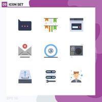 Universal Icon Symbols Group of 9 Modern Flat Colors of email email page close block Editable Vector Design Elements