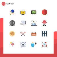 Group of 16 Modern Flat Colors Set for sports ball leather ball website hard ball study Editable Pack of Creative Vector Design Elements