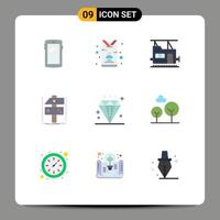 Pictogram Set of 9 Simple Flat Colors of game develop press craft transport Editable Vector Design Elements