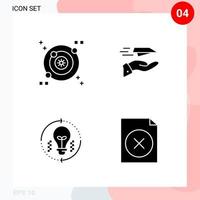 Vector Pack of 4 Icons in Solid Style Creative Glyph Pack isolated on White Background for Web and Mobile