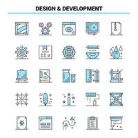 25 Design Development Black and Blue icon Set Creative Icon Design and logo template vector