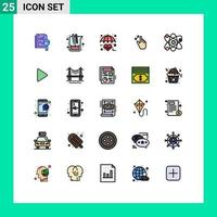grupo de 25 signos y símbolos de colores planos de línea rellena para el laboratorio de gestos de ampliación ampliar el cuidado de elementos de diseño de vectores editables