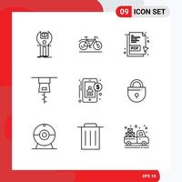 9 Thematic Vector Outlines and Editable Symbols of user accounting sport accountant clothing Editable Vector Design Elements