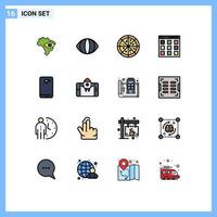 Mobile Interface Flat Color Filled Line Set of 16 Pictograms of app back communication mobile phone Editable Creative Vector Design Elements