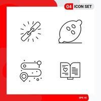 Creative Set of 4 Universal Outline Icons isolated on White Background vector