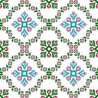 Ikat ethnic seamless pattern decoration design. Aztec fabric carpet boho mandalas textile decor wallpaper. Tribal native motif ornaments traditional embroidery vector background pixel style