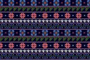 Ikat ethnic seamless pattern decoration design. Aztec fabric carpet boho mandalas textile decor wallpaper. Tribal native motif ornaments traditional embroidery vector background pixel style